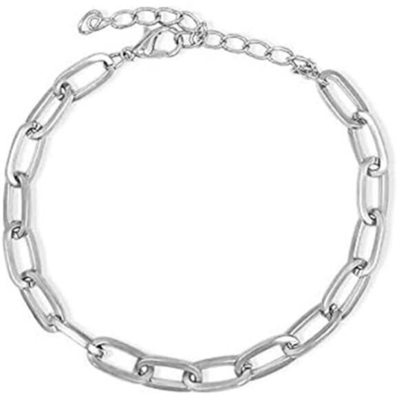 Classic Silver Paperclip Chain Jewelry Set–Necklace, Bracelet, and Drop Earrings - Picture 3 of 6